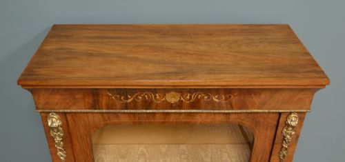 fig 3. Magnificent Golden Walnut Antique Inlaid Pier Cabinet