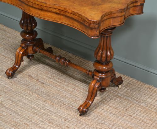 fig 1. Stunning Figured Walnut, Victorian Antique Card Table 