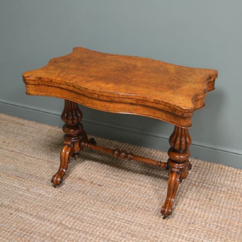 fig 2. Stunning Figured Walnut, Victorian Antique Card Table 