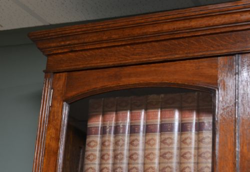 fig 3. Quality Solid Oak Victorian Antique Bookcase on Cupboard