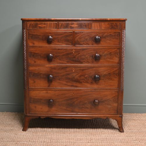Large Flamed Mahogany Victorian Antique Chest of Drawers