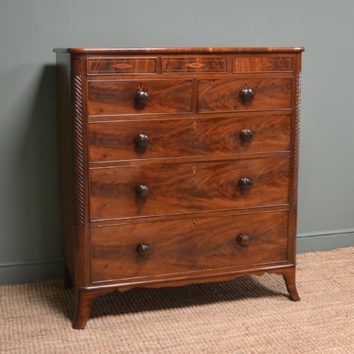 fig 1. Large Flamed Mahogany Victorian Antique Chest Of Drawers