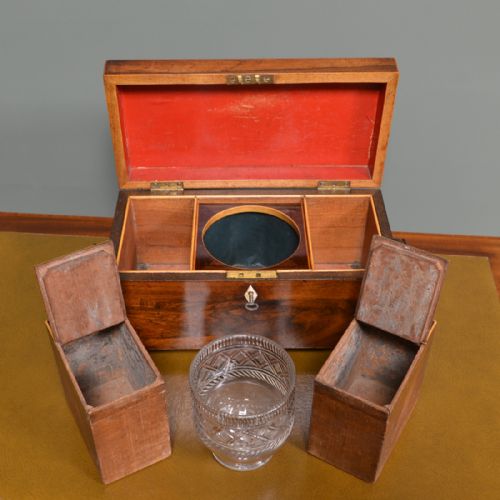 fig 2. Beautiful Regency Rosewood Sarcophagus Antique Tea Caddy