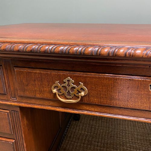 fig 2. Large Quality Edwardian Antique Mahogany Pedestal Desk