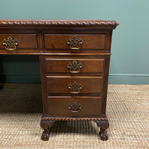 fig 3. Large Quality Edwardian Antique Mahogany Pedestal Desk