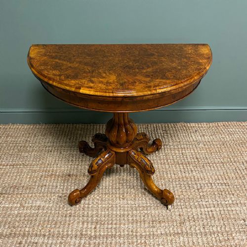 Figured Burr Walnut Victorian Antique Card / Games Table