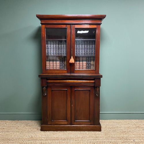 Small Slim Victorian Mahogany Antique Bookcase