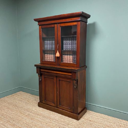 fig 3. Small Slim Victorian Mahogany Antique Bookcase