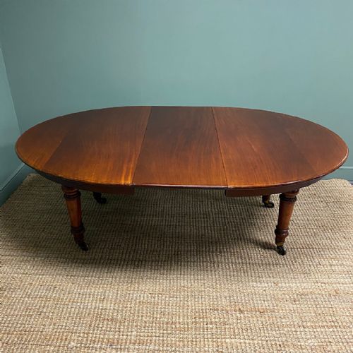 Large Figured Mahogany Victorian Antique Extending Dining Table