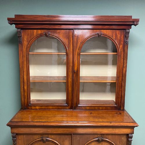 fig 1. Victorian Mahogany Antique Glazed Bookcase on Cupboard