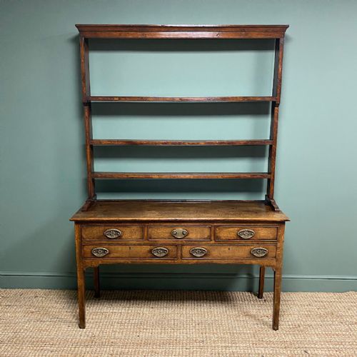 Period Oak Georgian Antique Dresser with Rack