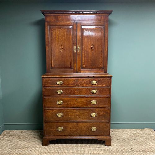 18th Century Oak Country House Antique Secretaire Cupboard