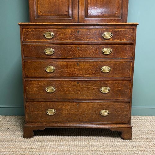 fig 2. 18th Century Oak Country House Antique Secretaire Cupboard