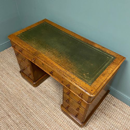 fig 2. Victorian Golden Oak Antique Pedestal Desk