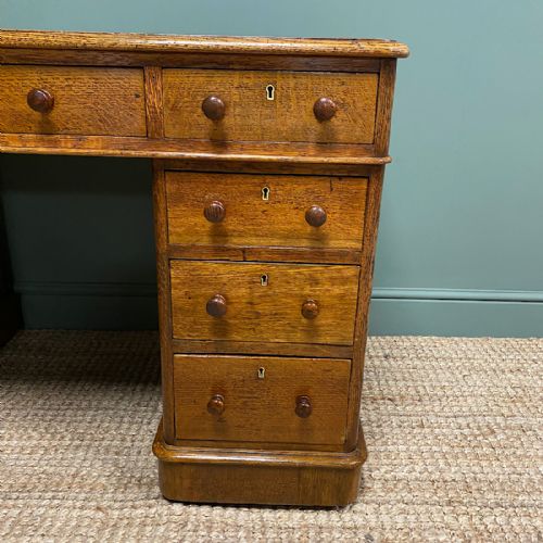 fig 3. Victorian Golden Oak Antique Pedestal Desk