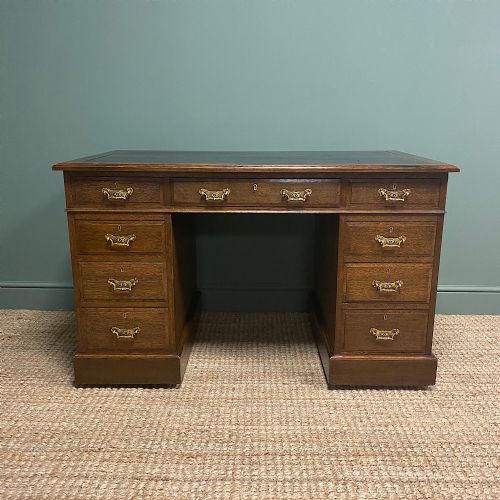 Victorian Oak Antique Pedestal Desk by Jas Shoolbred