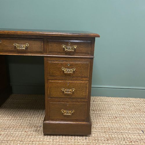 fig 1. Victorian Oak Antique Pedestal Desk by Jas Shoolbred