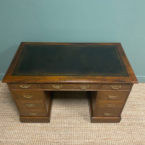 fig 2. Victorian Oak Antique Pedestal Desk by Jas Shoolbred