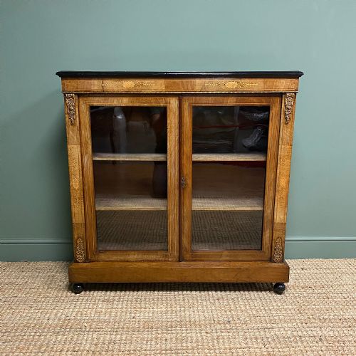 Victorian Walnut Inlaid Antique Pier Cabinet