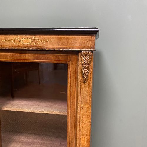fig 1. Victorian Walnut Inlaid Antique Pier Cabinet