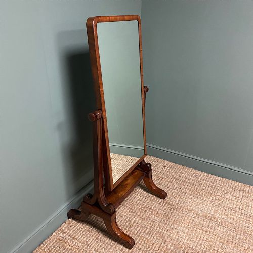 fig 1. Elegant Small Victorian Mahogany Antique Cheval Mirror