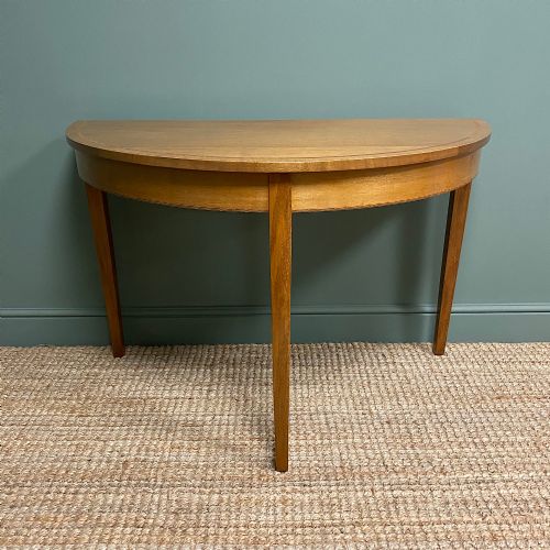 Antique Edwardian Walnut D End Side Console Table