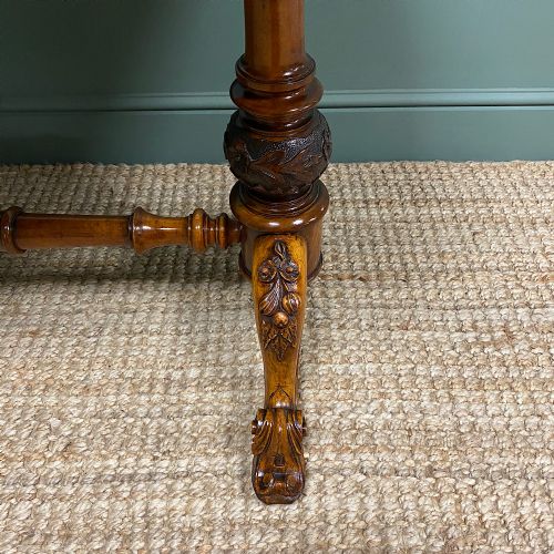 fig 1. Spectacular Victorian Quality Figured Burr Golden Walnut Antique Centre Table