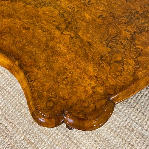 fig 2. Spectacular Victorian Quality Figured Burr Golden Walnut Antique Centre Table