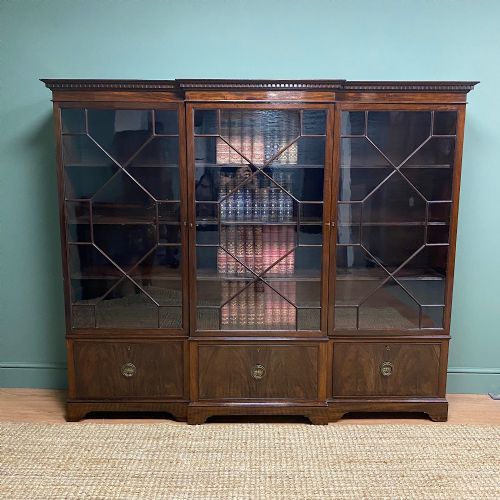 fig 1. Large Victorian Break Fronted Mahogany Antique Bookcase
