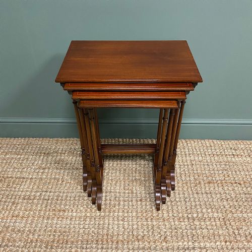 Stunning Set of Four Edwardian Antique Inlaid Nest of Tables