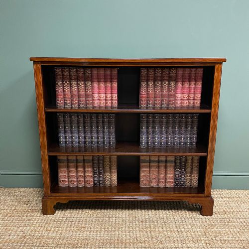 Fine Inlaid Victorian Mahogany Antique Open Bookcase