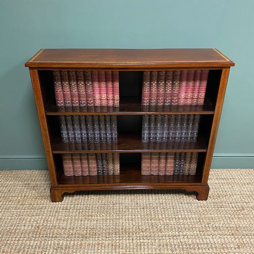 fig 1. Fine Inlaid Victorian Mahogany Antique Open Bookcase