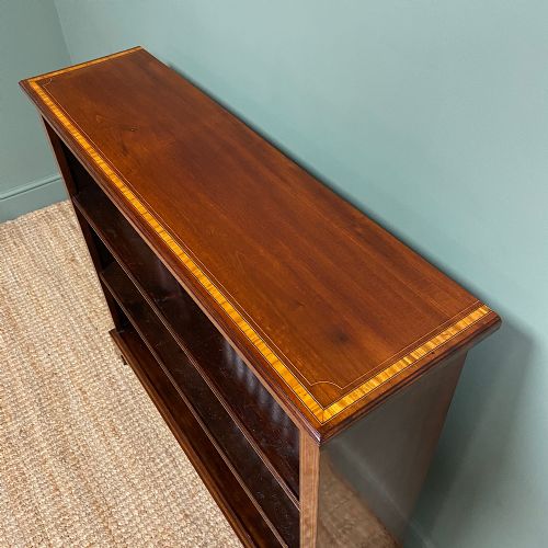 fig 3. Fine Inlaid Victorian Mahogany Antique Open Bookcase
