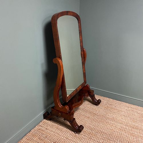 fig 3. Stunning Victorian Full Length Mahogany Antique Cheval Mirror