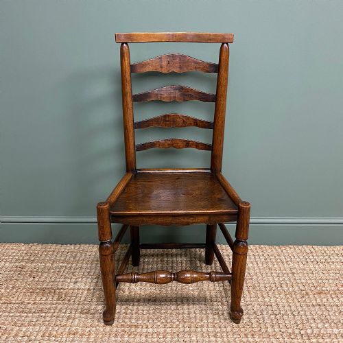 fig 1. Set of 4 Antique Georgian Ash and Elm Ladder-Back Chairs