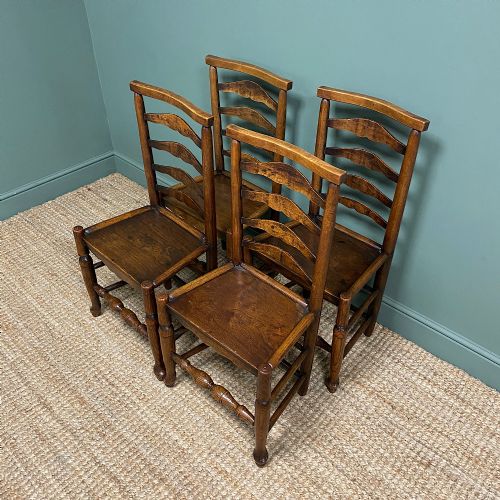 fig 2. Set of 4 Antique Georgian Ash and Elm Ladder-Back Chairs