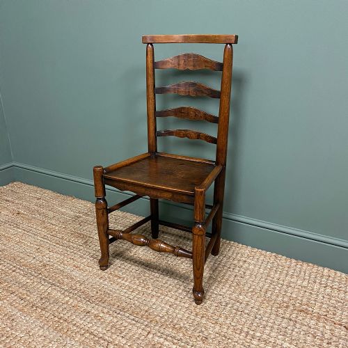 fig 3. Set of 4 Antique Georgian Ash and Elm Ladder-Back Chairs