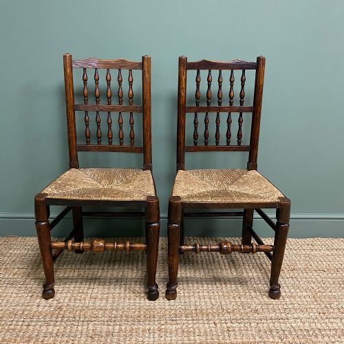 Pair of Georgian Country House Oak Antique Chairs