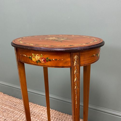 fig 1. Unusual, Satinwood and Painted Antique Occasional Table