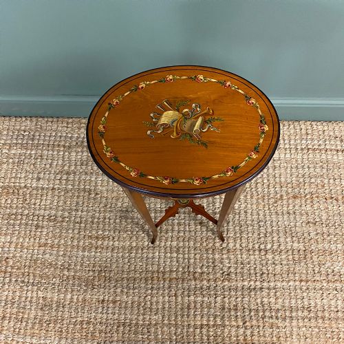 fig 3. Unusual, Satinwood and Painted Antique Occasional Table