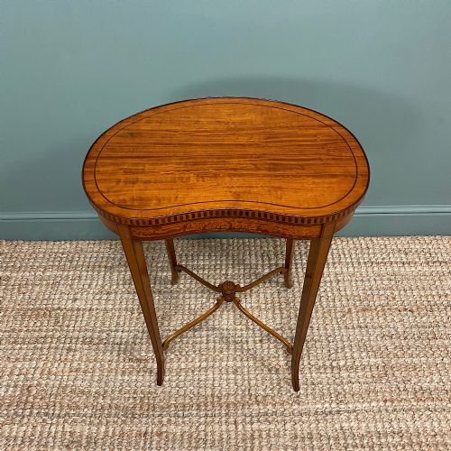 Elegant Victorian Antique Kidney Shaped Satinwood Occasional Side Table