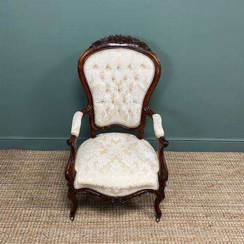 Stunning Rosewood Upholstered Antique Armchair