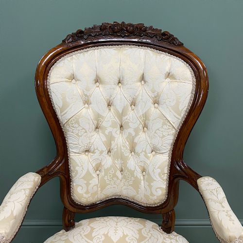 fig 2. Stunning Rosewood Upholstered Antique Armchair