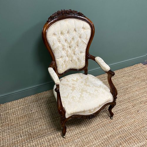 fig 3. Stunning Rosewood Upholstered Antique Armchair