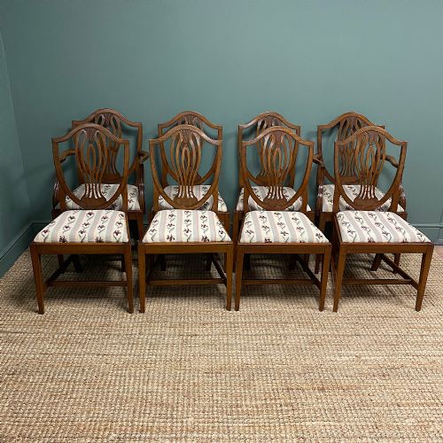 Set of 8 Edwardian Mellow Antique Walnut Dining Chairs