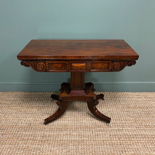 Fine Quality William IV Figured Mahogany Antique Games Table