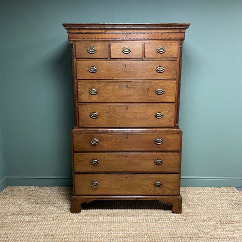 Georgian Country House Antique Oak Chest on Chest