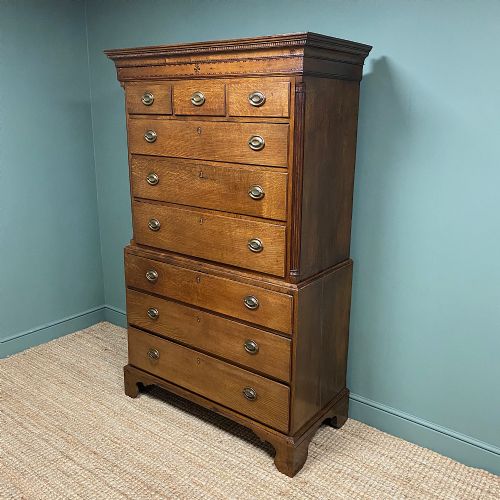 fig 3. Georgian Country House Antique Oak Chest On Chest