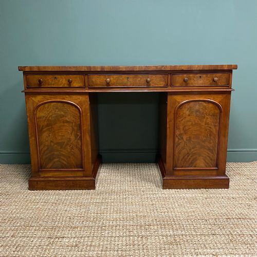Country House Figured Mahogany Antique Victorian Pedestal Sideboard