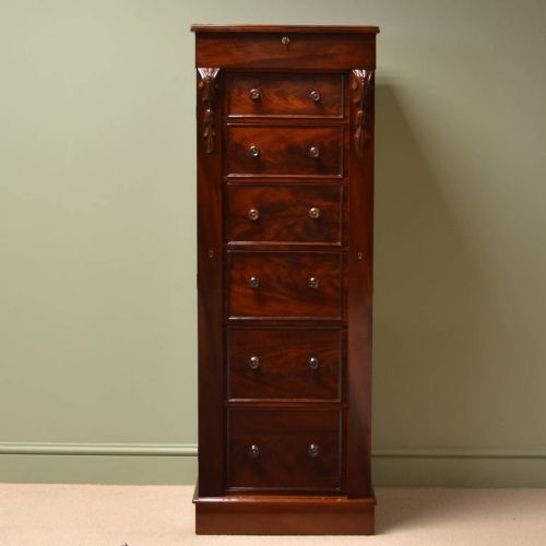 Unusual William IV Tall Beautifully Figured Antique Wellington Chest